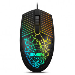 SVEN RX-70, Optical Mouse, Changeable backlighting, Soft Touch coating, 2+1 (scroll wheel), 1200 dpi, USB,  2m, Black